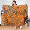 Multi-Layer Gauze Jacquard Floral Throw Blanket 80x160cm, Quick Dry Absorbent Large Cotton Bath Towel Soft Beach Towel for Couch Bed Napping Decor