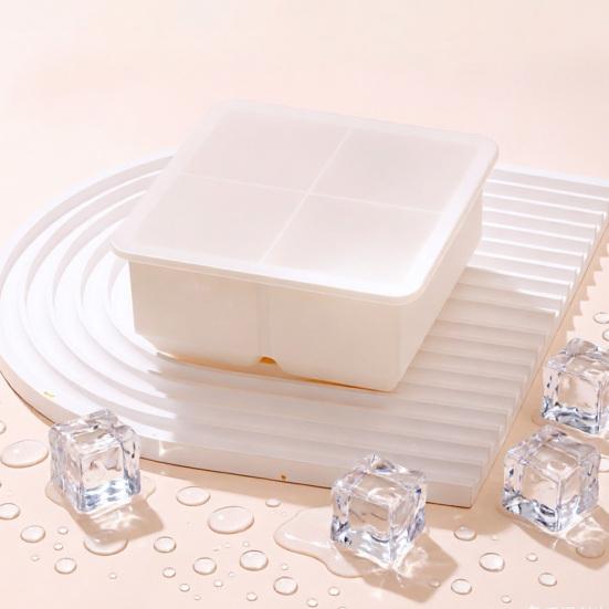 Silicone Ice Cube Tray with Lid 4/6/8 Cavities Easy Release Summer Refrigerator Cocktail Whiskey Ice Maker Press Mold Kitchen Supplies