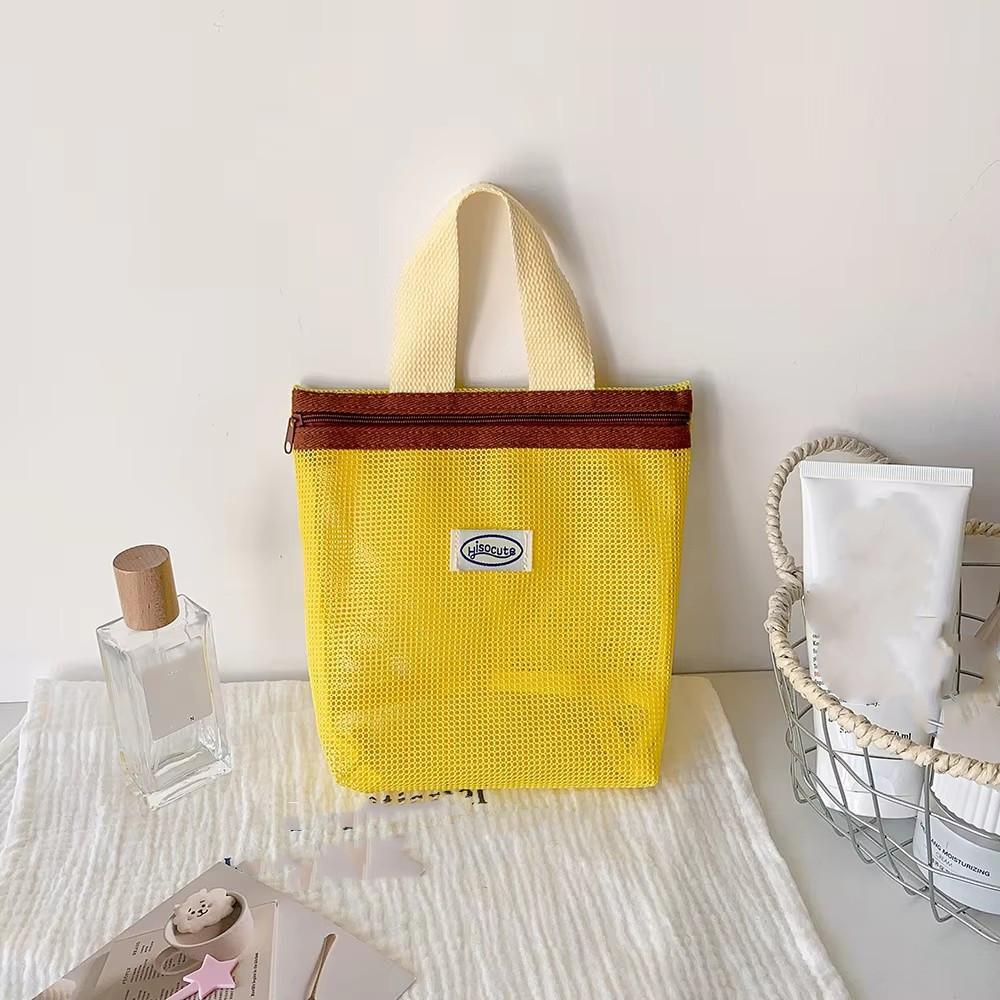 Mesh Handbag Makeup Bag Handbags for Women Makeup Pouch Portable Wash Bag Beach Bag Mobile Key Small Item Storage Bags Organizer