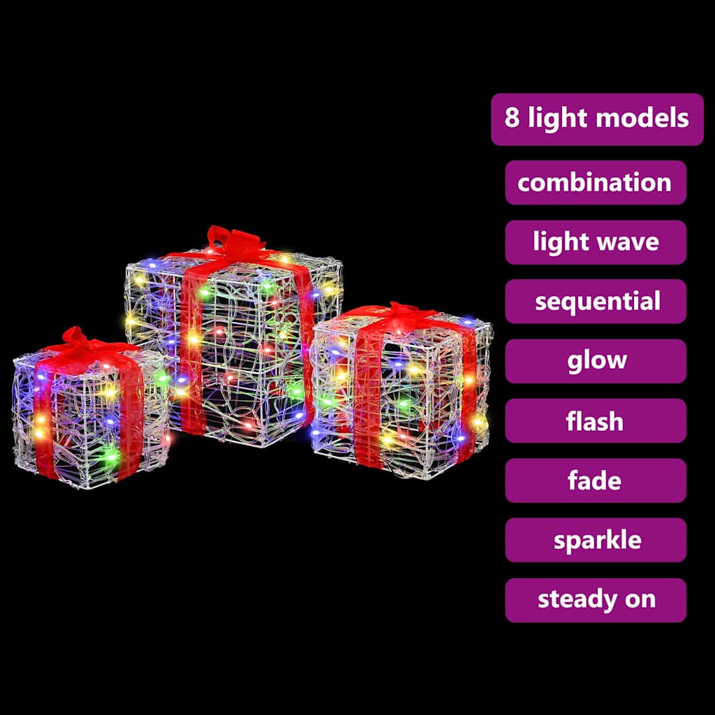 Gift Box with 60 LEDs 3 Pcs Multicolor 20 X 20 X 20 Cm Acrylic