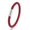 Classic Blue Braided Leather Bracelet Stainless Steel Magnetic Buckle Bangle Simple & Stylish Couple Jewelry Gift for Him