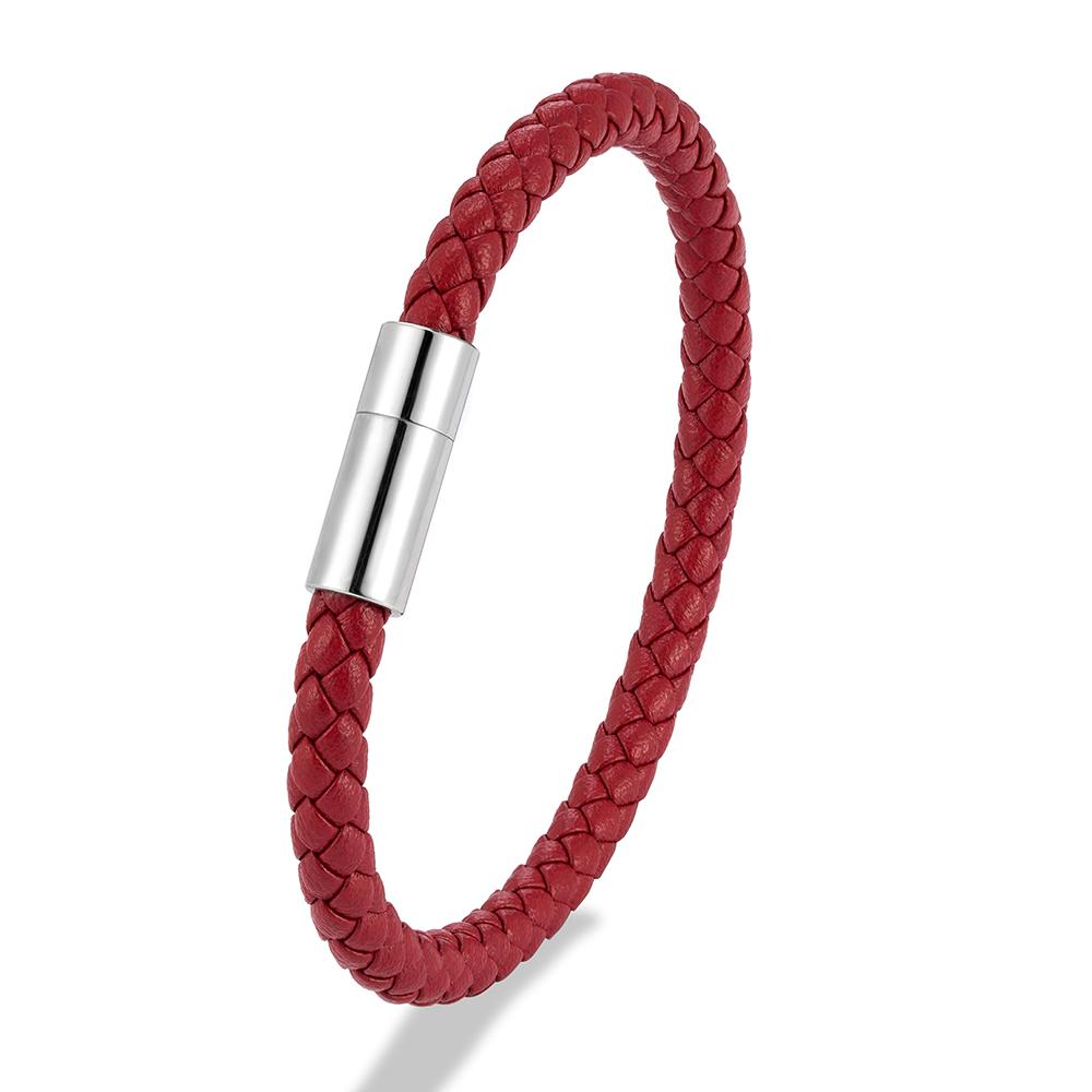 Classic Blue Braided Leather Bracelet Stainless Steel Magnetic Buckle Bangle Simple & Stylish Couple Jewelry Gift for Him