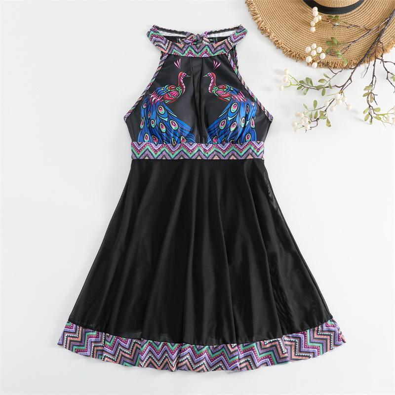 Traje de baño para mujer, tankini de playa de cintura alta sin espalda, traje de baño estampado sin mangas, trajes de baño de una pieza, ropa de playa