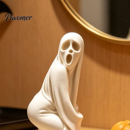 Ghost Figurine Funny Halloween Booty Figurine, 3D Printed Quirky Statue, Whimsical Home Ornament Hilarious Desktop Decoration for Office Tabletop