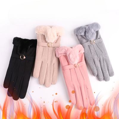 Mănuși călduroase pentru toamnă și iarnă pentru femei, plus catifea îngroșate, drăguțe cu gură păroasă, pentru studenți, rezistente la frig, pentru ciclism în aer liber, cu ecran tactil