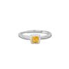 S925 Sterling Silver Yellow Diamond Square Ring with Citrine, Women's Gold Tone, Fashionable Light Luxury Jewelry