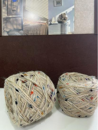 Handmade Coffee Bean Brown Yarn Set: Scarf, Hat, Earphone Case, Knitted Bag - 80g