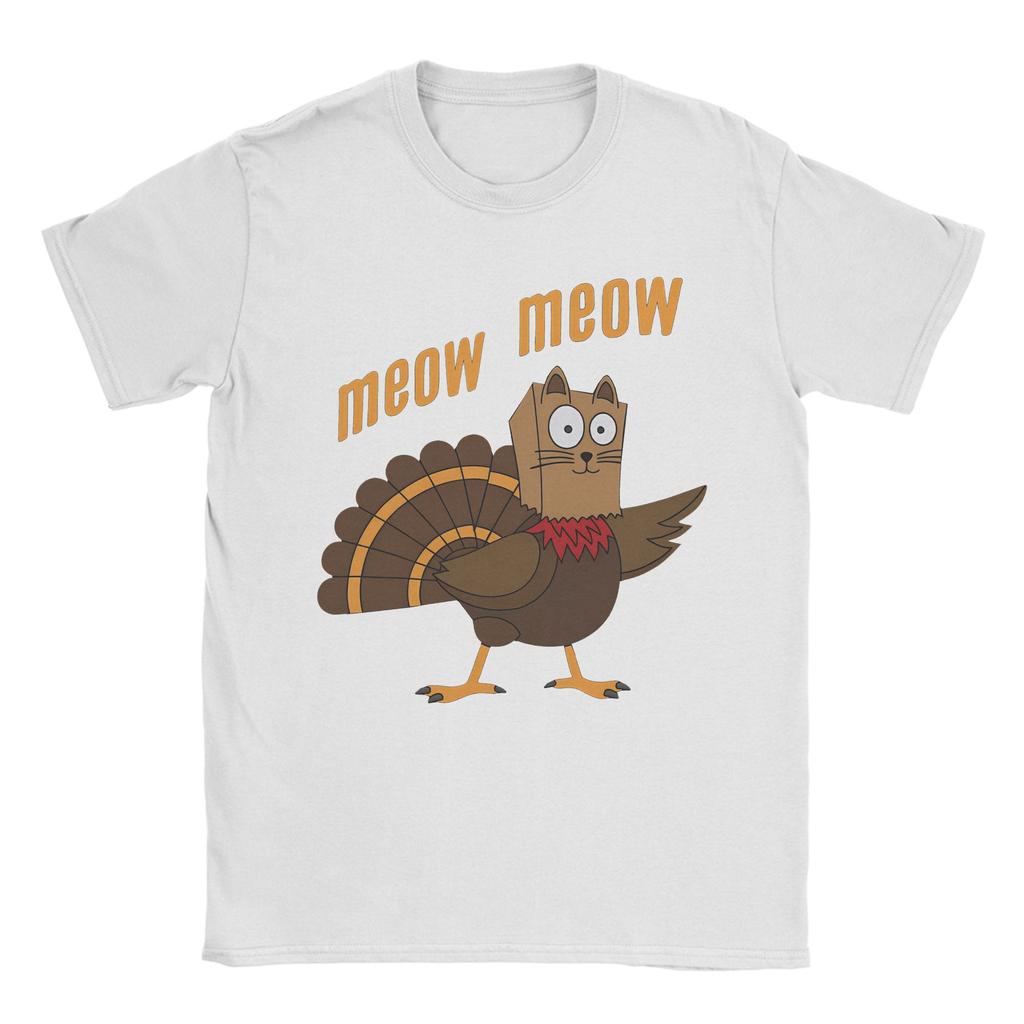 Men's T-Shirt Thanksgiving Day Turkey Meow Fashion Cotton Tee Shirt Short Sleeve  T Shirts Round Neck Clothing Gift Idea
