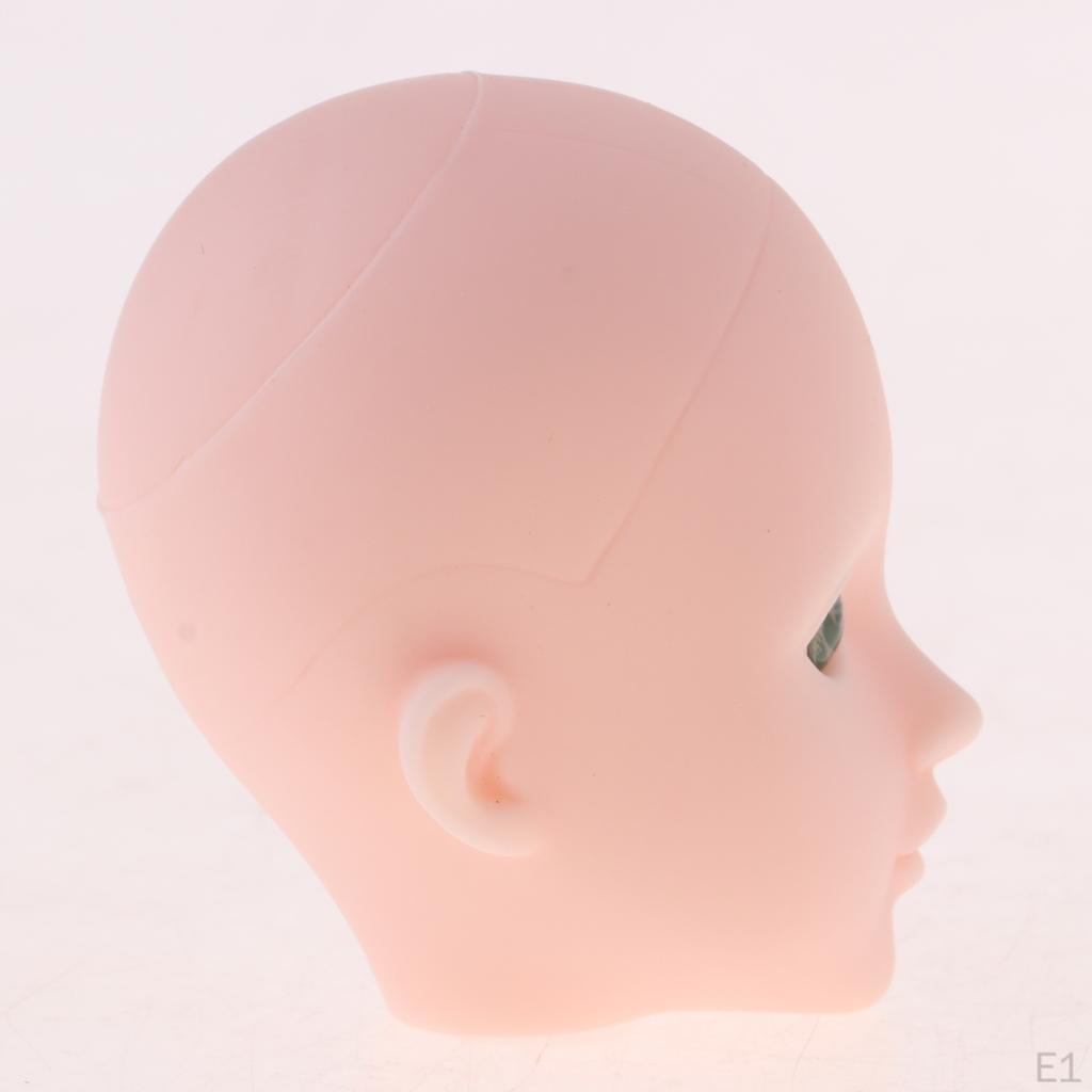 Jointed No Makeup Female Head Sculpt W/ Green Eyes /6 OB Doll Accs