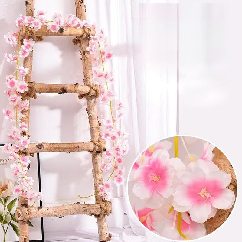 2Pcs Wedding Party Backdrop Diy Home Garden Decor 180Cm Artificial Cherry Blossom Garland Fake Flower Vine Wall Decoration