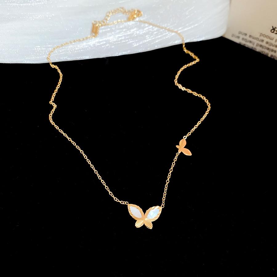 Goldbarren Bohnen Halskette - Edelstahl, Nischendesign, Schlichte Schlüsselbeinkette, Vielseitiger Modeschmuck