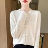 Industry Embroidered Button Round Neck Sweater for Women In Autumn and Winter Style Fashionable and Versatile Knitted Cardigan Temperament Jacket