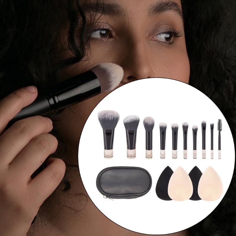 ELegant Makeup Brush Set 10pcs Professional Cosmetic Tools Multifunctional With Carrying Pouch For Beauty Enthusiasts