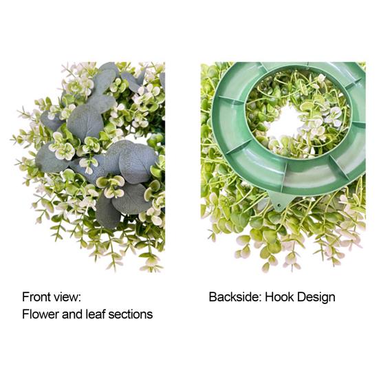 Eucalyptus Leaf Wreath UV-Resistant Silk Leaves Greenery Garland Front Door Artificial Wreath Christmas Decor