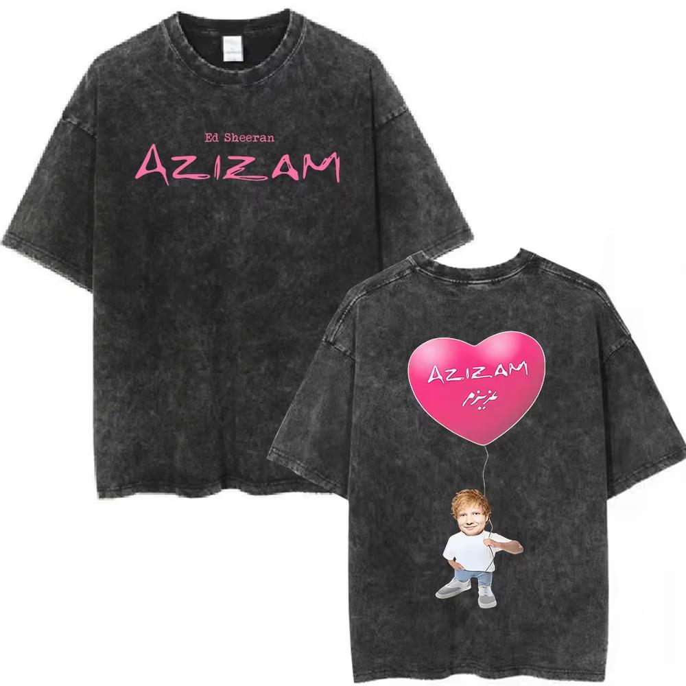 Vintage Washed Ed Sheeran Play Tour T Shirt Cotton Casual Short Sleeve Tshirts Men Women Fashion Hip Hop Oversized Tshirt