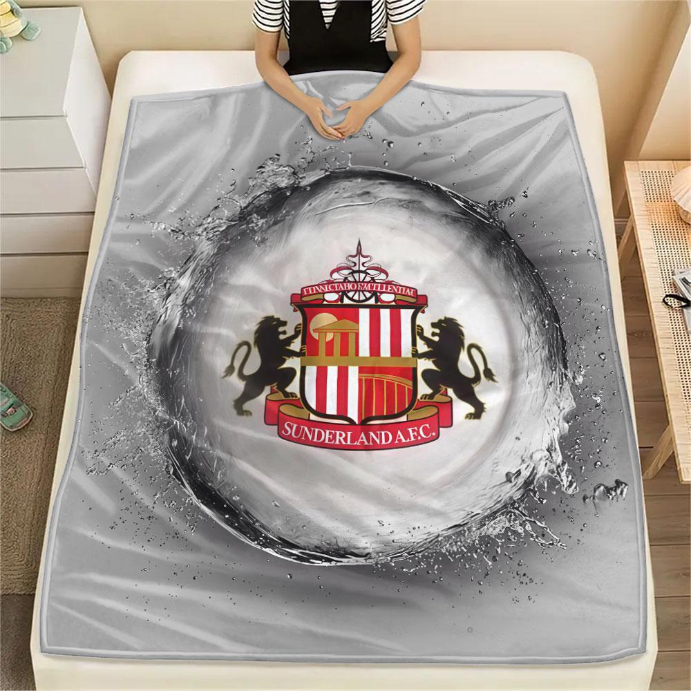 1PC Sunderland Association Football Club Patterned Flannel Blanket Suitable For All Seasons for Home Decor Warmth and Comfort Gifts Holiday Present