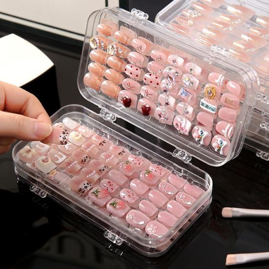 Clear Press on Nail Storage Box Folding Nail Art Storage Box Large Capacity Plastic Display Case for Press-On Nails & Tips