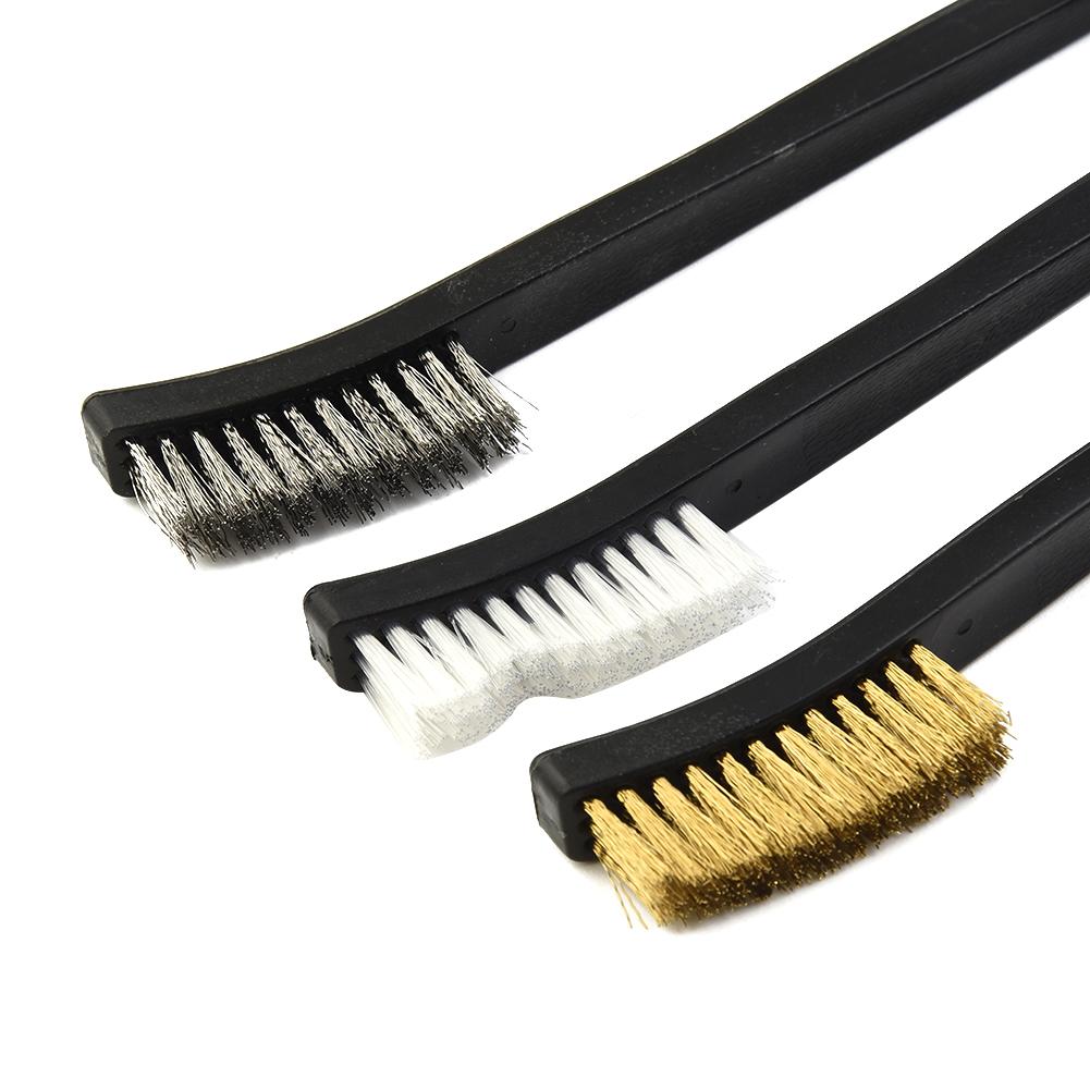 Wire Brushes Double Head Gold Plastic Stainless Steel