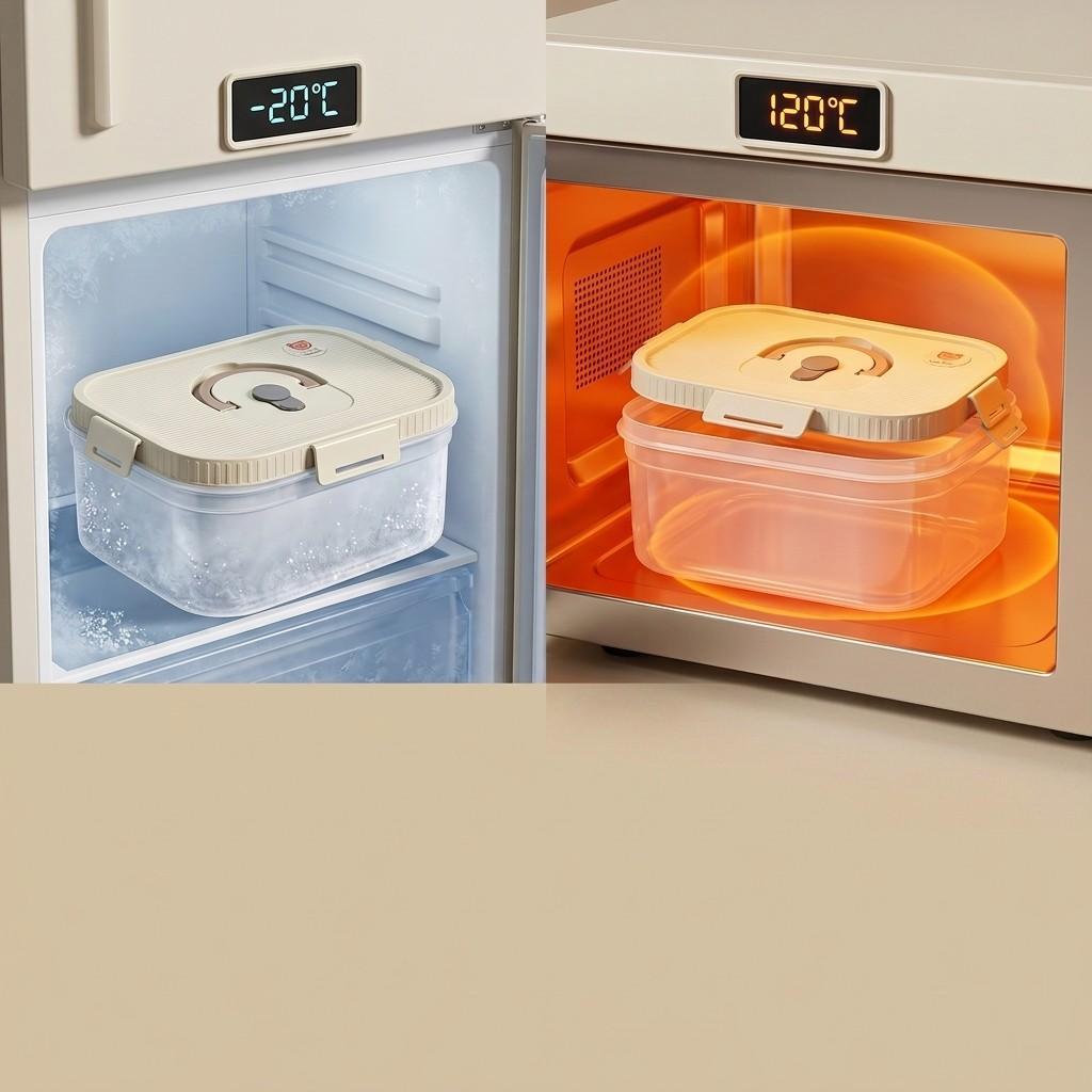 Plastic Sealed Preservation Box With Lid&Handle Stackable Meat Fresh-keeping Fruit Vegetable Storage Container Microwaveable