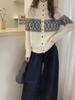 Women's French Retro Fair Isle Wool Cardigan - Autumn/Winter Stand Collar Knit Sweater