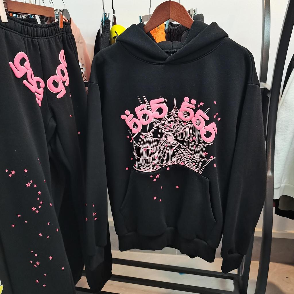 European and American Trendy Brand Sp5der Spider Web Print Hooded Sweater for Men and Women Loose Heavy Fleece Hip Hop Couple Hoodie