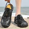 Men Outdoor Hiking Sandals Handmade Summer Beige Roman Sandals Retro Wide Close Toe Grey Beach Water Shoes Plus Size