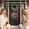 Durable Door Sign for Porch Halloween Pumpkin Ghost Wooden Welcome Hanger Sign, Cute Wall Ornament with Bell Front Hanging Rope, Decor Indoor Outdoor