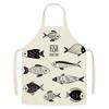 1Pcs Kitchen Apron Cartoon Whale Printed Sleeveless Cotton Linen Aprons Men Women Home Cleaning Tools 55*68cm