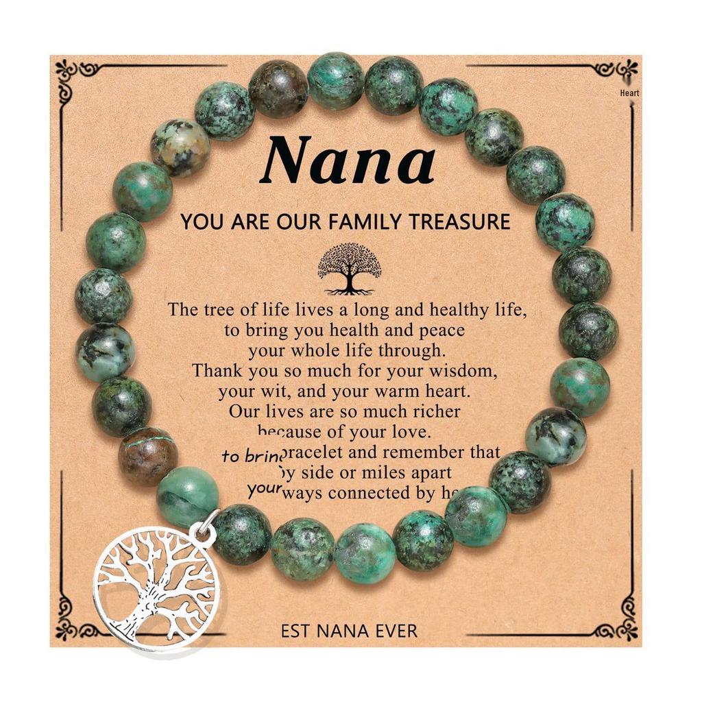 Purple Agate & African Turquoise Lapis Lazuli Tree of Life Beaded Bracelet - Christmas Gift