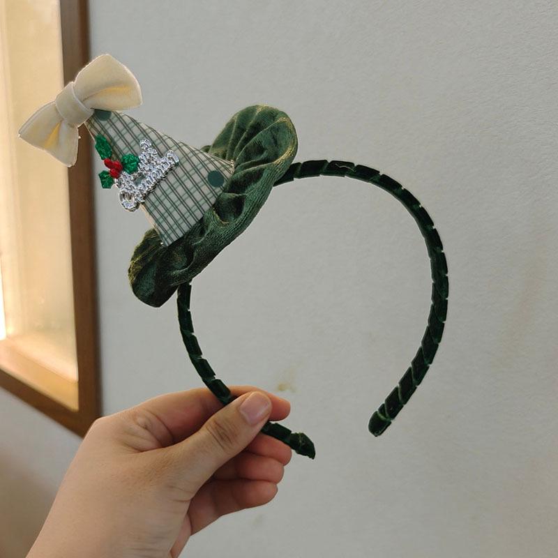 

2025 Christmas Velvet Bow Tree Headband & Kids Santa Hat Hair Clip - Fashion Accessories
