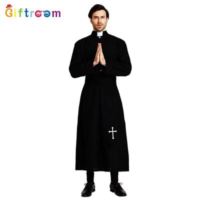 Halloweenkostymer Dramascenekostymer Menn Edel Svart Kappe Prester Vestlig Fest Cosplaykostymer