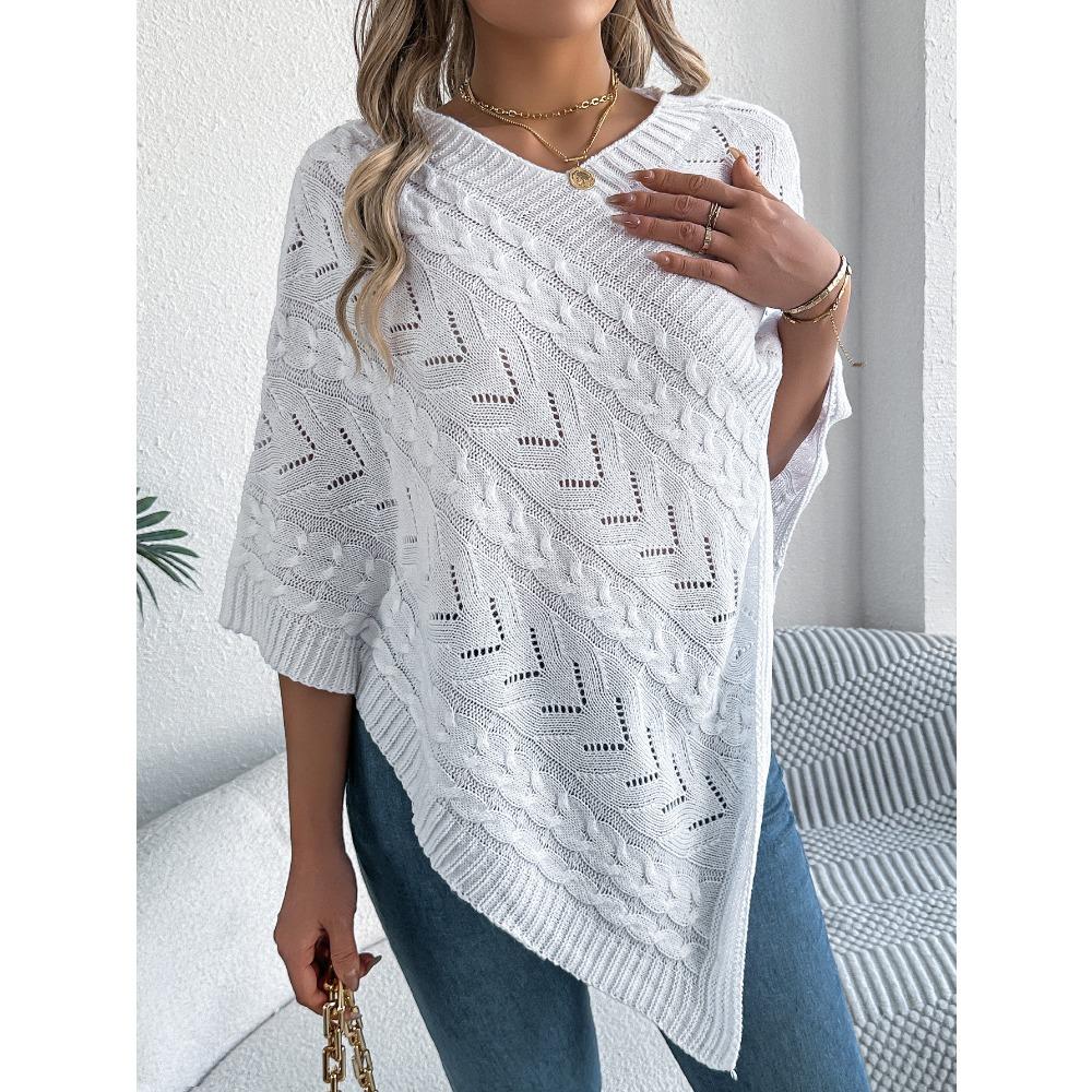 Women's Oversized Sweatshirt Top Casual Solid-Colour Cable-Knit Oversized Cape Cardigan Women's Knitted Sweater