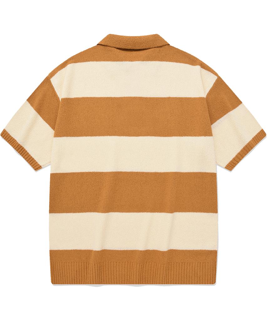 COVERNAT C Logo Stripe Collar Half Knit Orange
