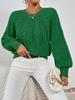 Women's Round Neck Cable Knit Sweater - Long Sleeve, Solid Color, Autumn Winter Versatile Pullover.