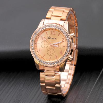 1PC Geneva Watch Diamond Alloy Steel Belt Watch Women's, Women's Quartz Watch