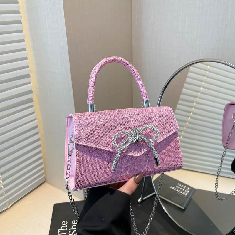 Light Luxury Solid Color, Simple and Exquisite Shoulder Bag, Messenger Bag, Bow, Advanced Texture, Beautiful Temperament, Chain Bag.