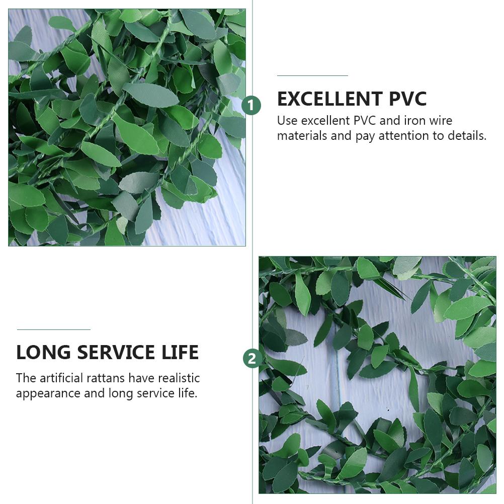 5 Pcs Decor Wire Green Leaf Rattan Simulation Fake Hanging Plant Cake Plants Artificial