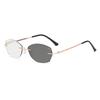 Ultra-Lightweight Frameless Photochromic Presbyopia Glasses Business-Style Small Frame Color-Changing Lenses Women ReaderEyewear