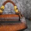 Vintage Embossed Leather Handbags for Women Designer Crossbody Shoulder Bag with Top Handle Chinese Style Handmade Purse 2025