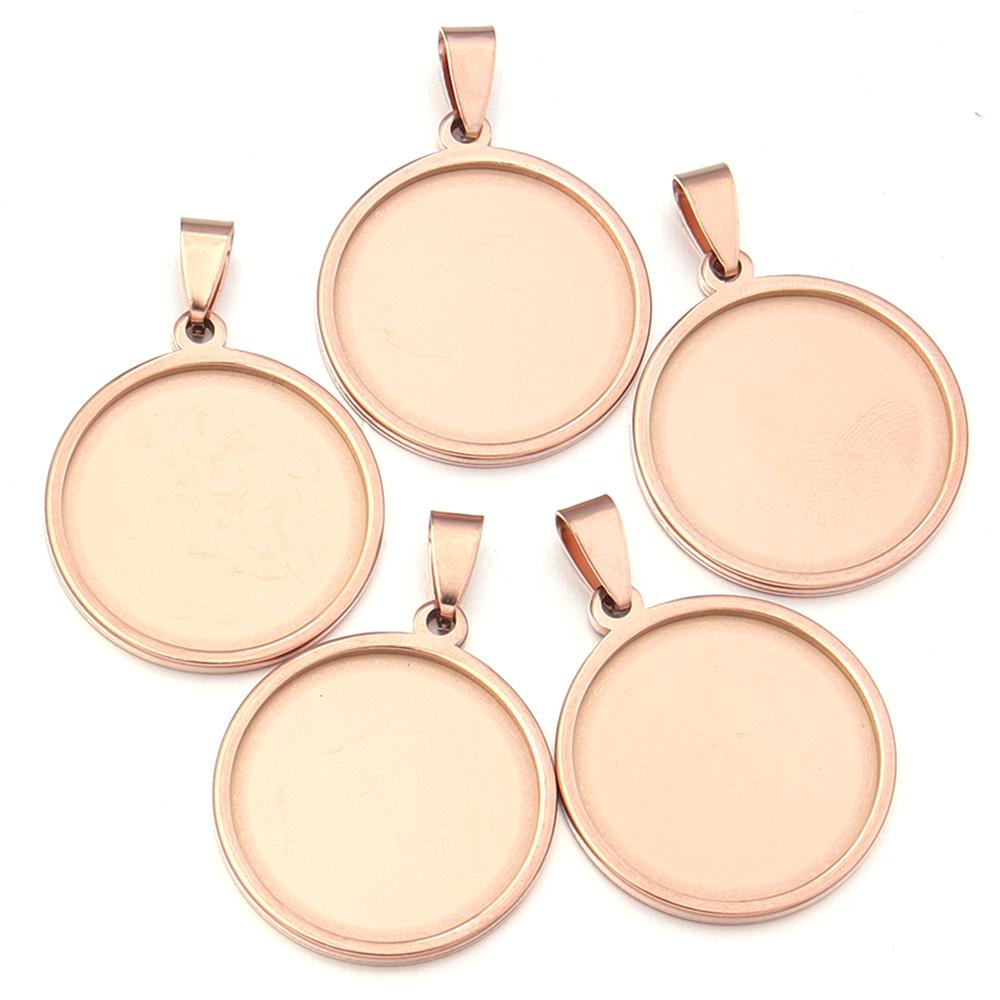 5pcs/Lot Thick 18/20/25/30/35/40mm Round Stainless Steel Round Blank Base for Pendants Tray Cabochon Cameo Bases Setting Jewelry
