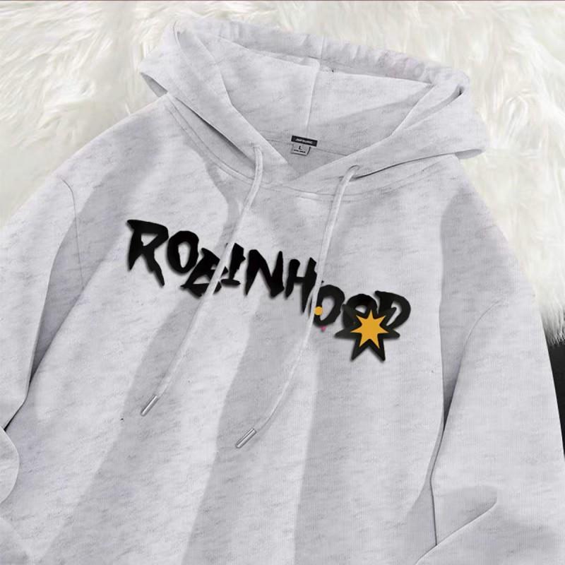 Pink Shark Graffiti Hoodie Unisex Oversized Sweatshirt Winter Thick Cotton Lined Casual Streetwear
