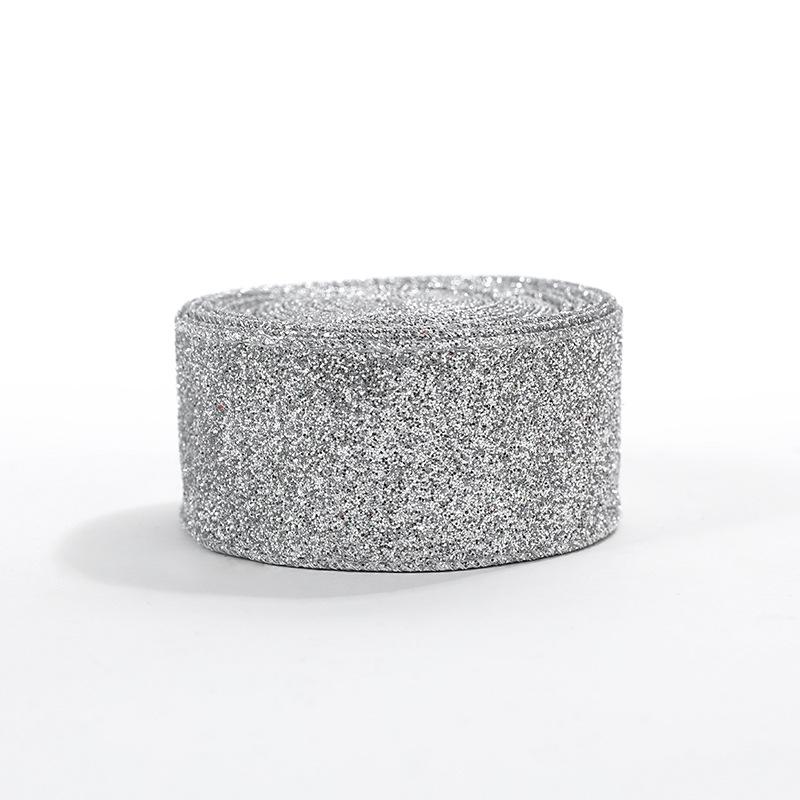 Přeshraniční třpytivá látková vánoční stuha se zlatým práškem a okrajem s železným drátkem, mašle k dekoraci