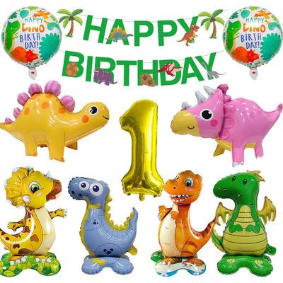 Dinosaur-themed Tyrannosaurus Rex and Pteranodon Balloon Set for Children's First Birthday Decoration