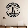 Handmade Iron Tree of Life Wall Art, Black Yoga Meditation Decor for Living Room Bedroom, 12.2x12.2in
