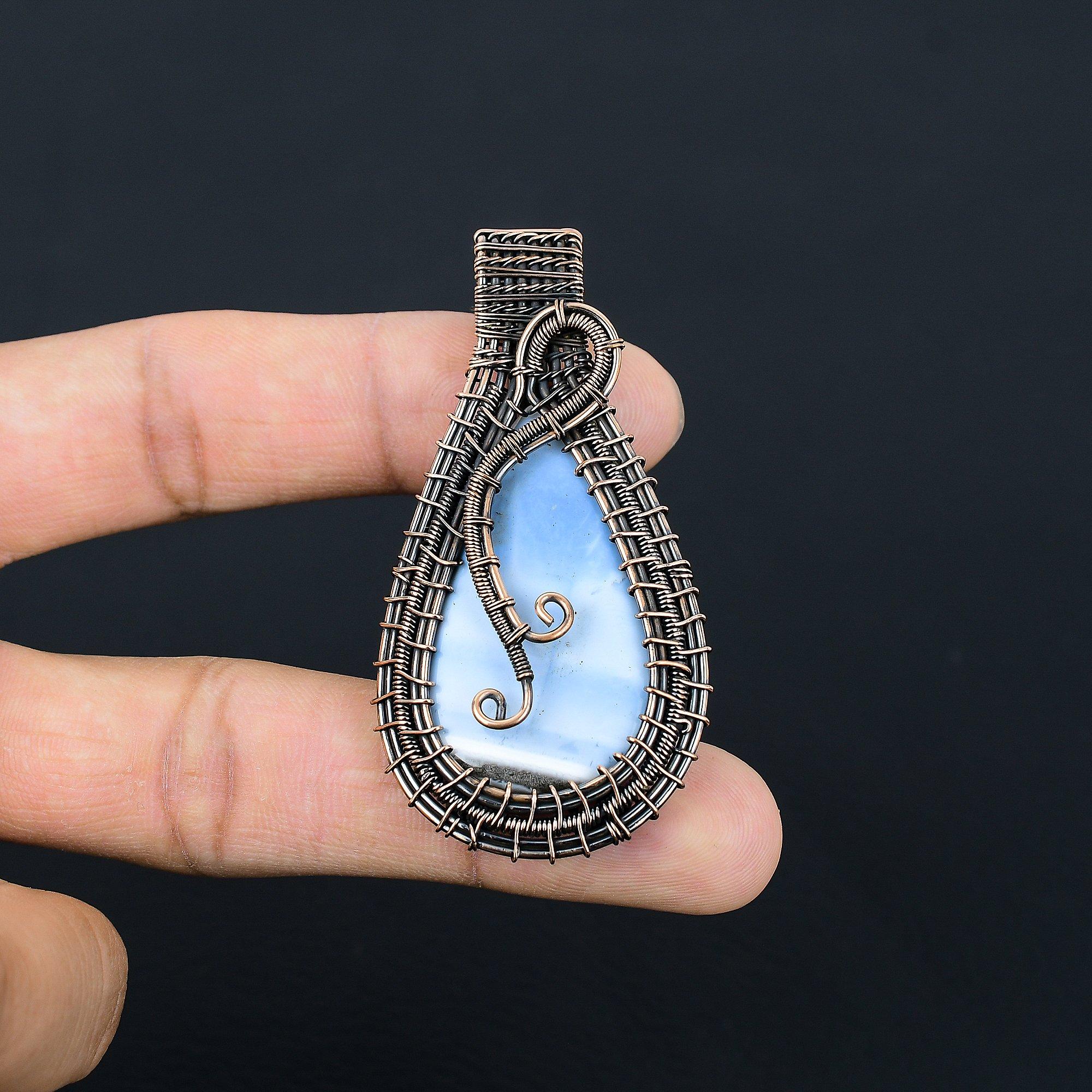 

Подвеска с опалом Оуайхи, Ювелирное изделие, обернутое медной проволокой 999 пробы, Подвеска с драгоценным камнем, Подарок для нее, Изящное ювелирное изделие ручной работы 2.55 Inches