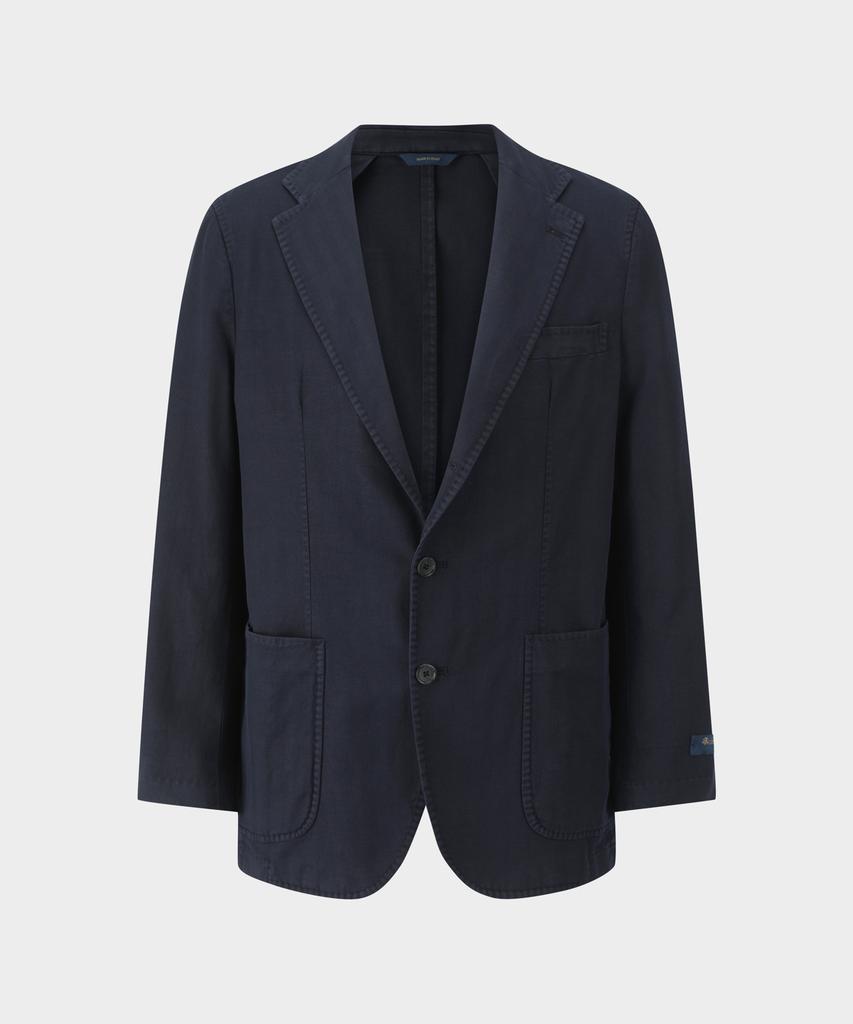 BROOKS BROTHERS Cotton Linen Herringbone Jacket (Navy) (Bbjsmmg101)
