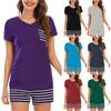 Women's Pajama Sets Short Sleeve Stripe Sleepwear Lapel  Nightwear Soft  Sets