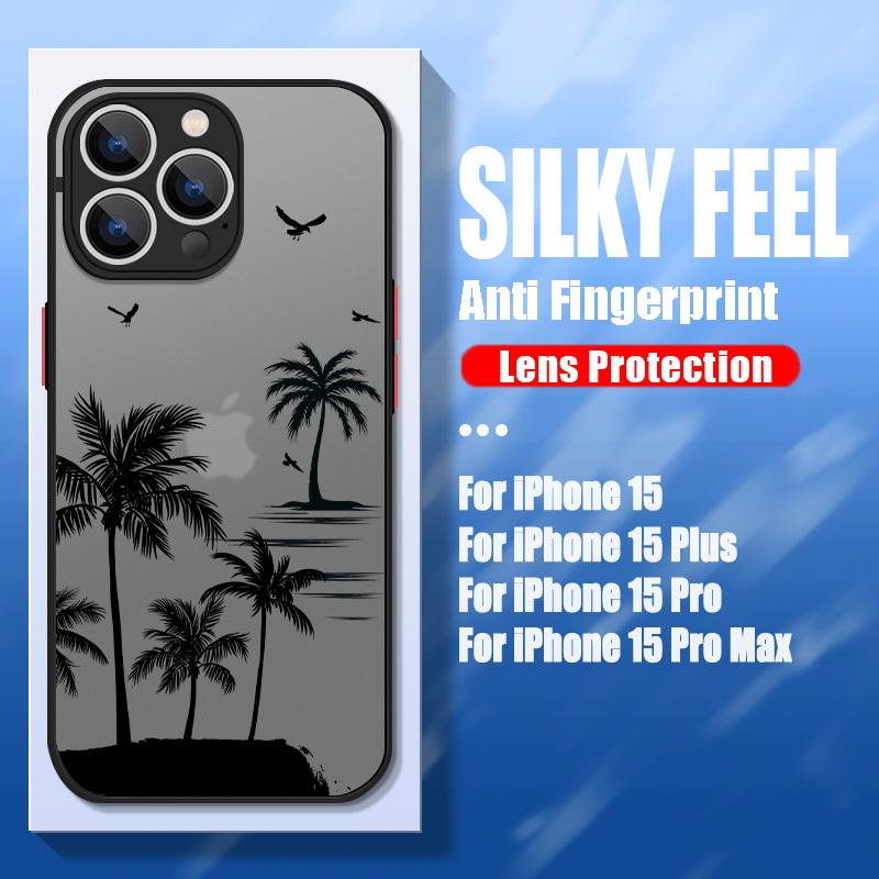 Coconut Tree Case For iPhone 17 15 14 Pro Max Coque iPhone 11 12 13 16 Pro Max Air Luxury Hybrid TPU+PC Hard Back Cover Fundas