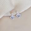 Zircon crystal pearl fan-shaped fringed stud earrings exquisite fashion small fresh earrings niche high-end earrings