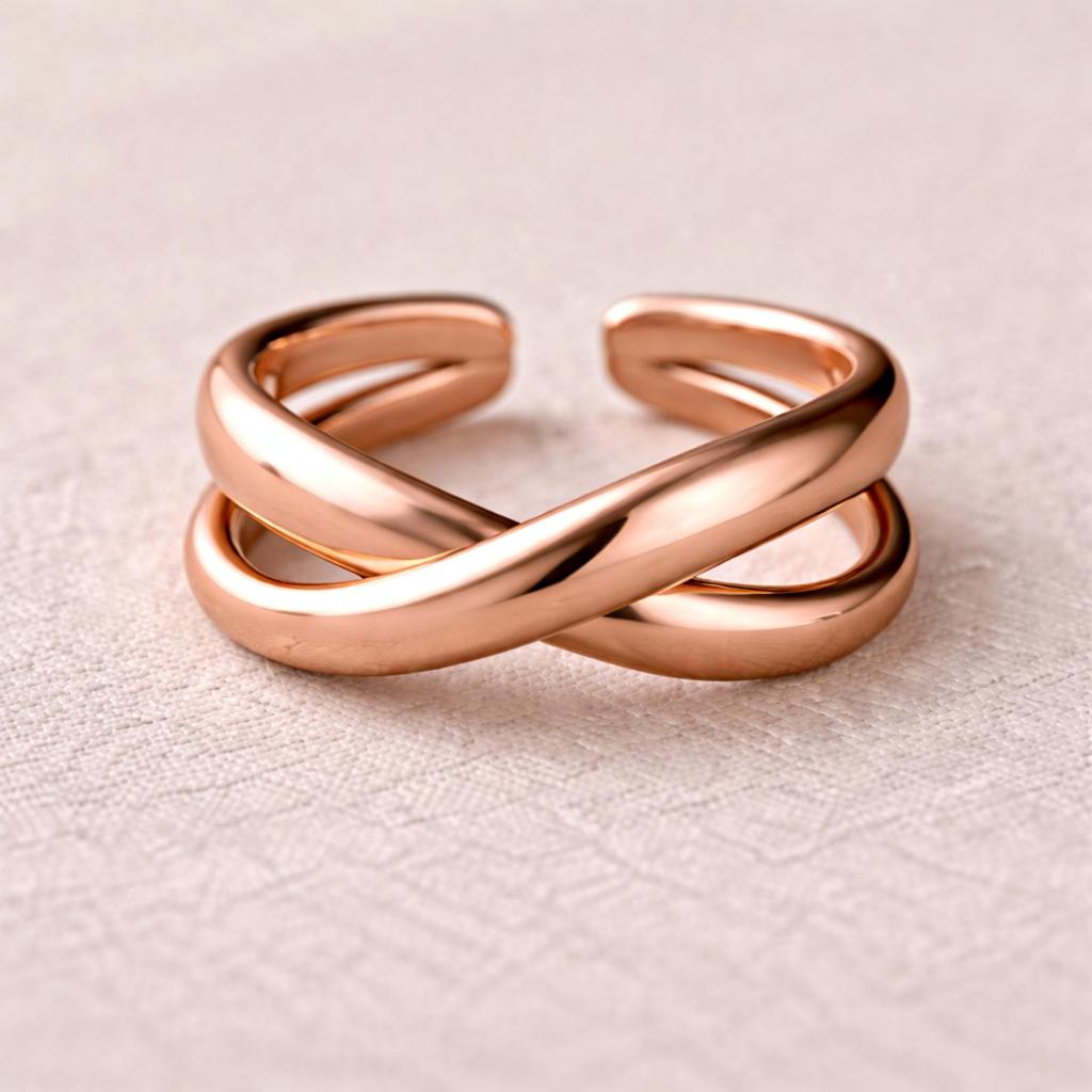 Solid Pure Copper Crisscross Ring – Handmade Adjustable Wrap Band – Handmade Minimalist Jewelry